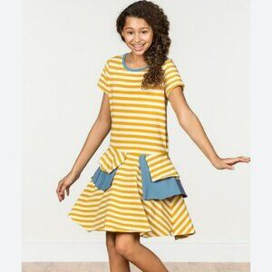Matilda Jane 435 Girls Size 14 Sunshiny Days Stripe Knit Dress Tiered Skirt